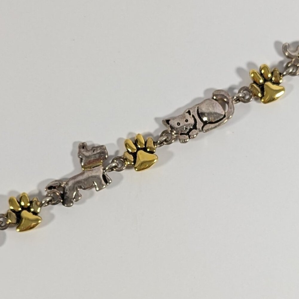 Premier Designs Furry Friends Bracelet Silver & Gold Tone 8" long